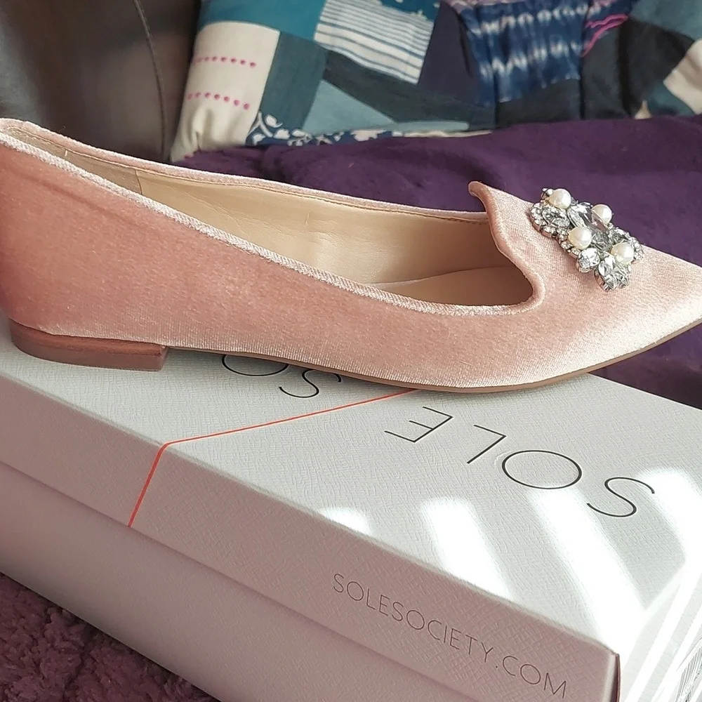 Sole Society Blush Embellished Flats - Picture 3 of 6